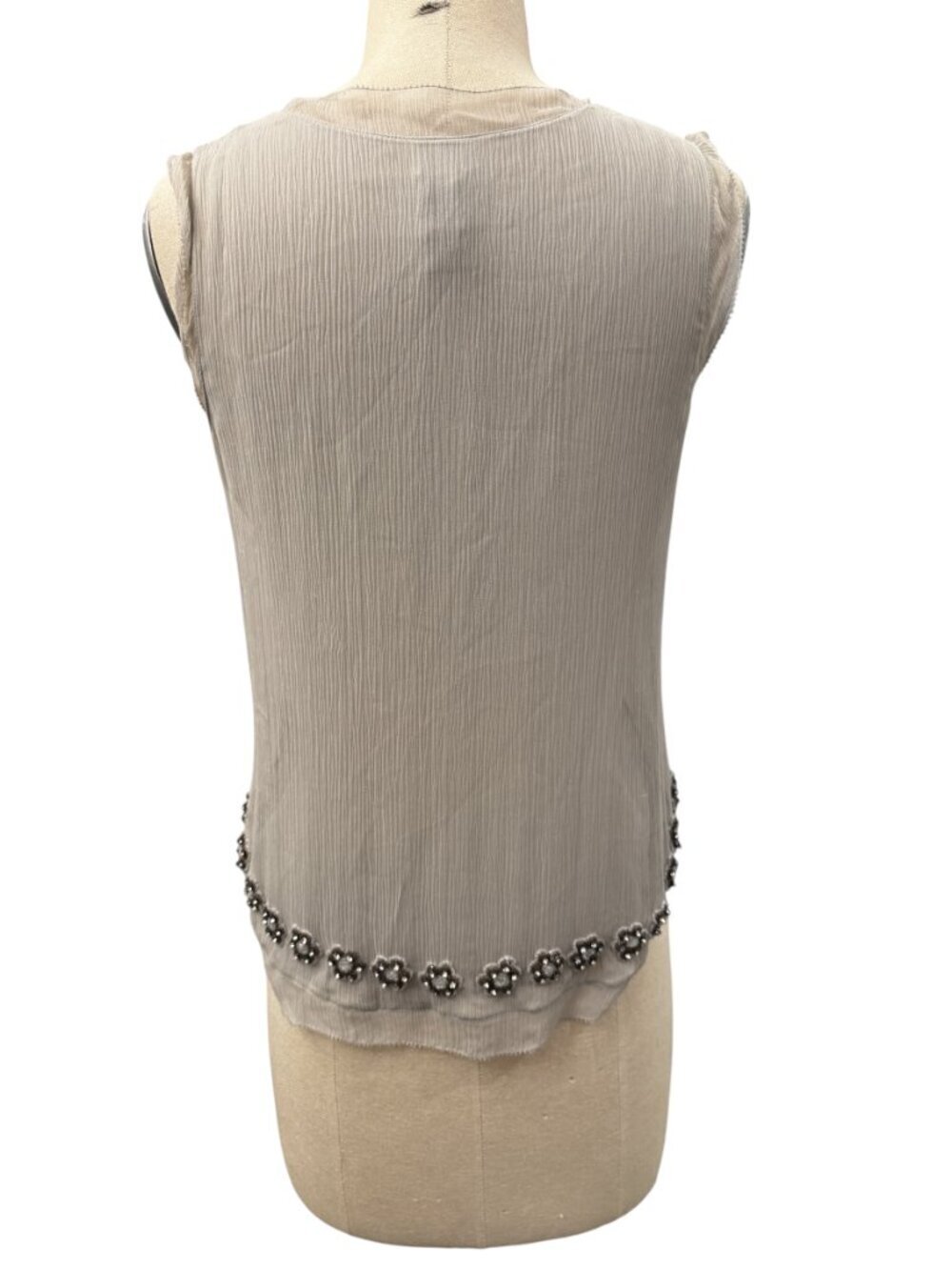 Vintage Calvin Klein 100% Silk Beaded Embellished Tank Top Size 10 - Picture 6 of 6